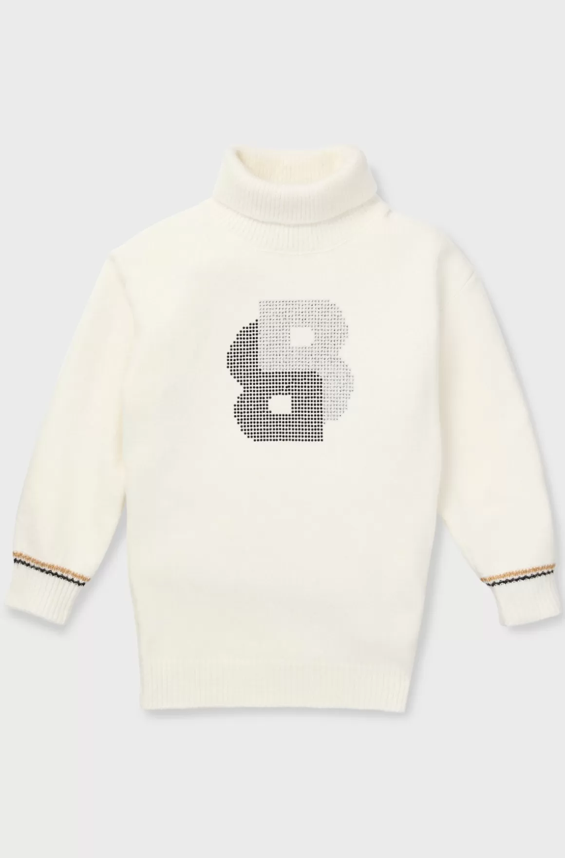 Børn HUGO BOSS Sweaterkjole Til Børn Med Rullekrave Og Dobbelt B-monogram I Rhinsten