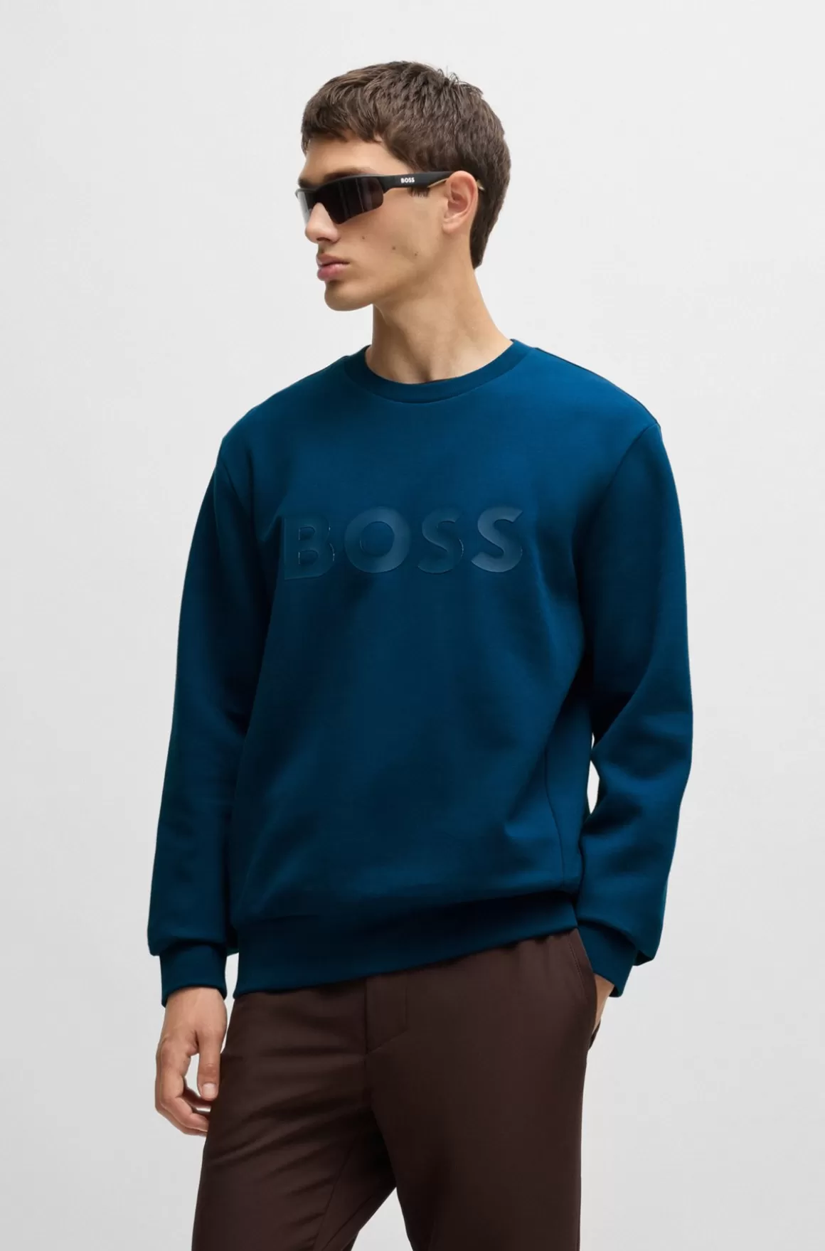 HUGO BOSS Sweatshirt I Bomuld Med Stræk Og Sandwichlogo