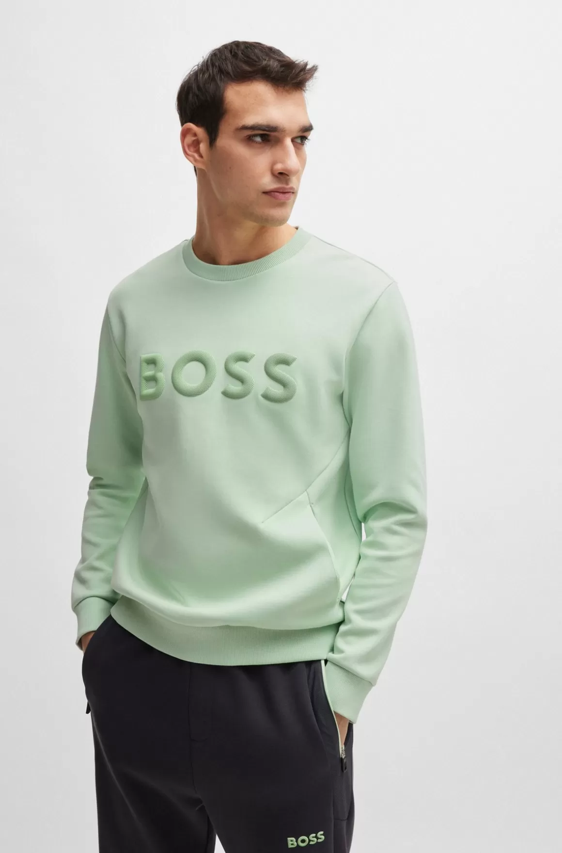 HUGO BOSS Sweatshirt I Bomuldsblanding Med 3D-formet Logo