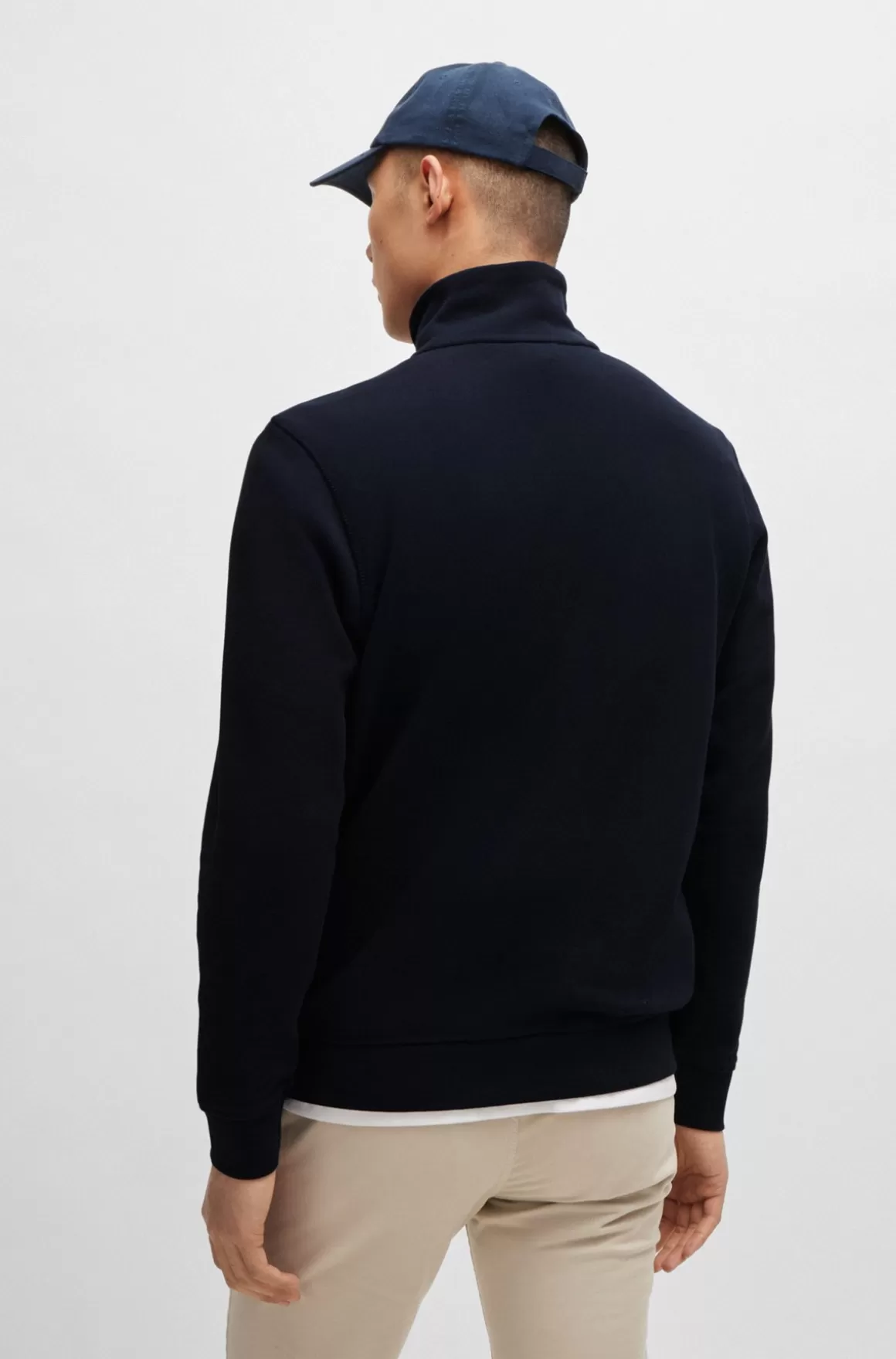 HUGO BOSS Sweatshirt I Sweatkvalitet Af Bomuld Med Lynlås I Halsen Og Logomærke
