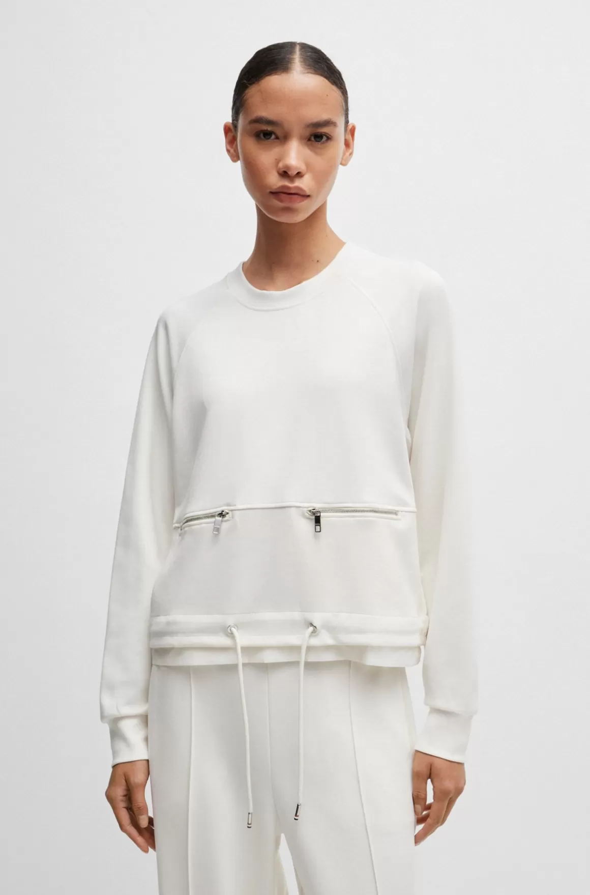 HUGO BOSS Sweatshirt Med Justerbar Kant Med Lynlåsdetalje