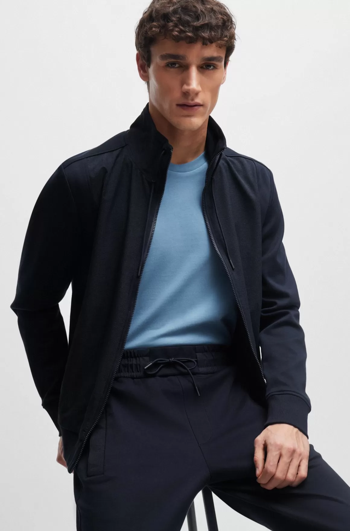 HUGO BOSS Sweatshirt Med Lynlås Og Paneler I Air-mesh, Der Er Nem At Pakke