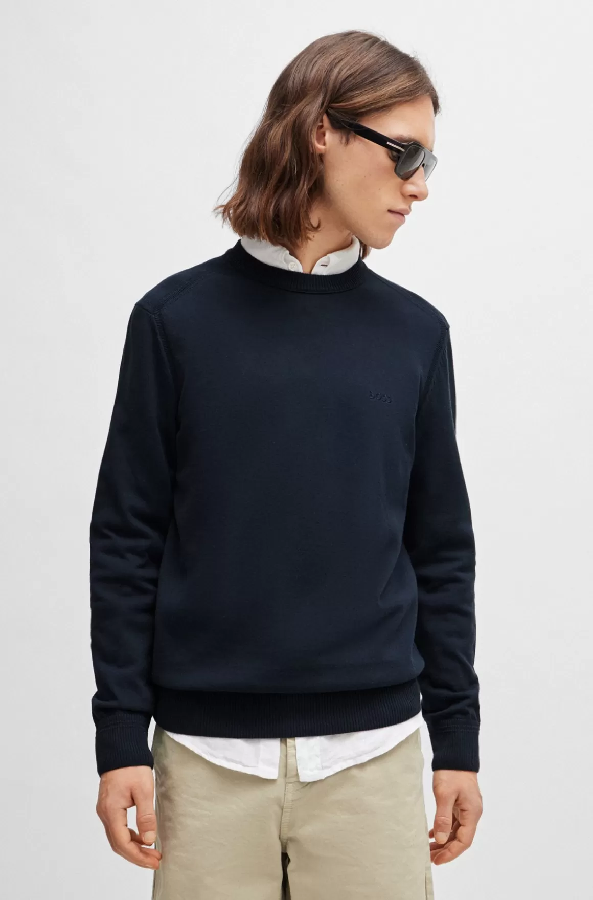 HUGO BOSS Sweatshirt Med Regular Fit I Bomuldsjersey Med Broderet Logo