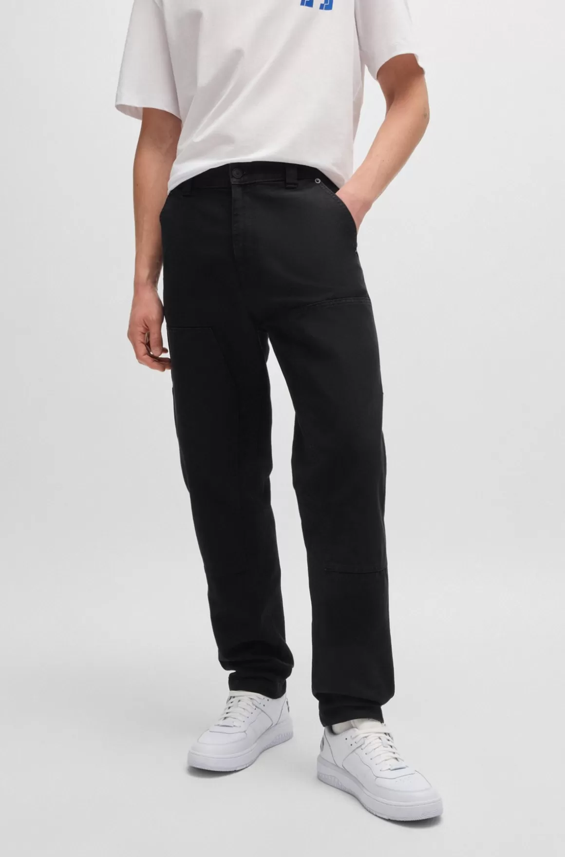 HUGO BOSS Tapered Fit Bukser I Bomuldskanvas