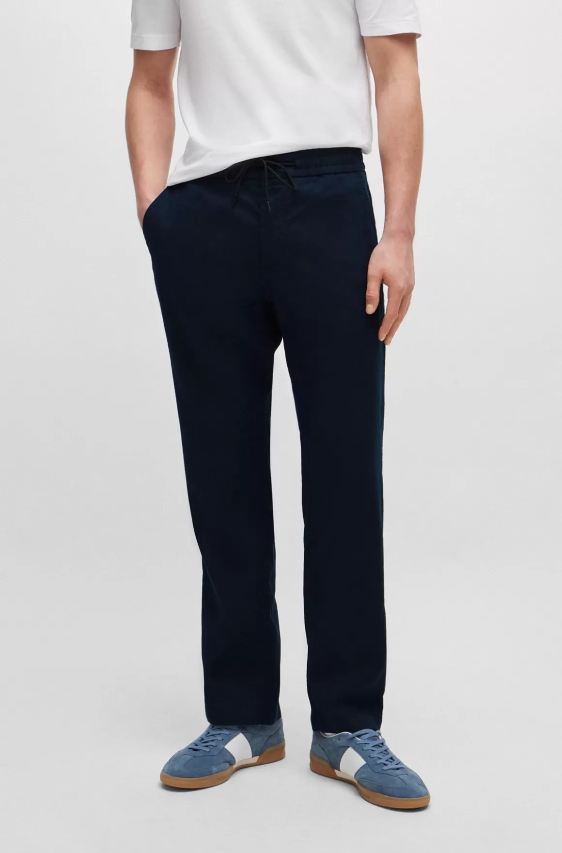 HUGO BOSS Tapered Fit Bukser I En Hørblanding