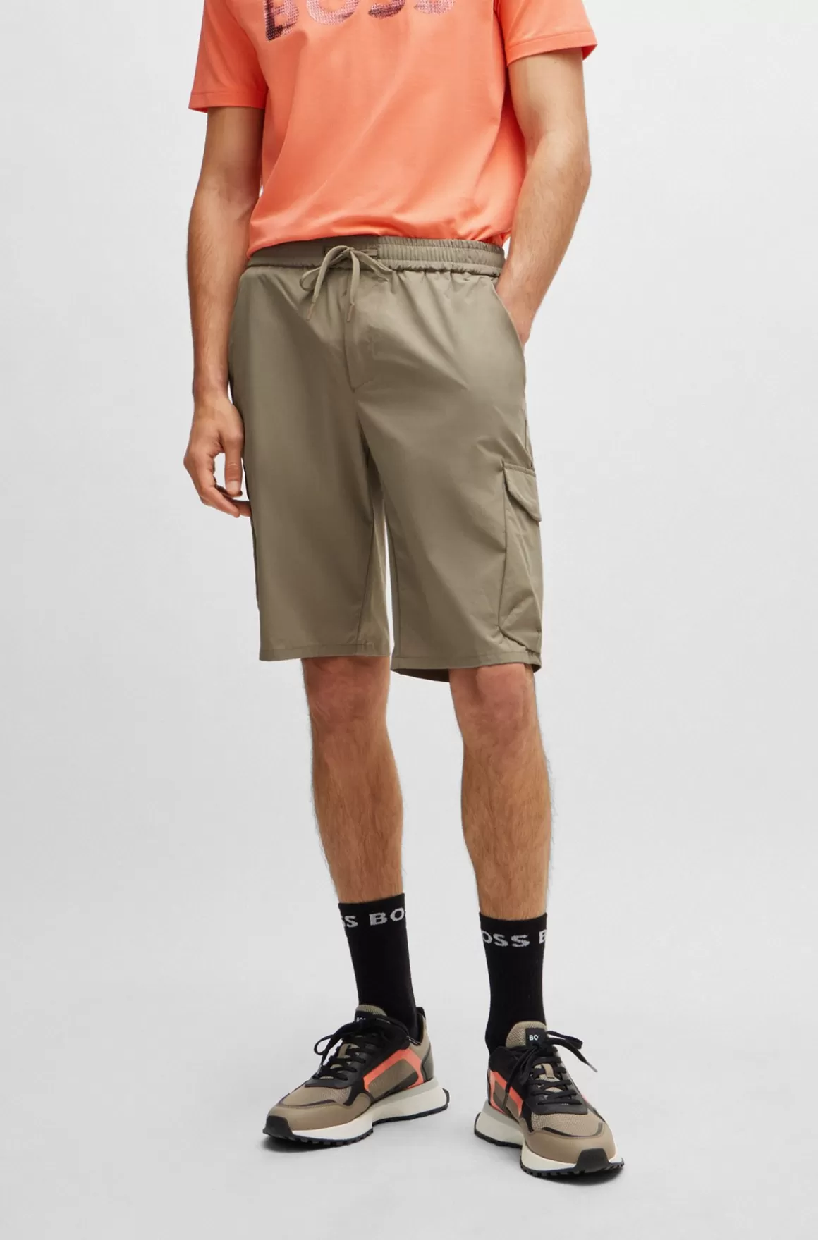 HUGO BOSS Tapered Fit Shorts I Strygelet, Hurtigtørrende Poplin