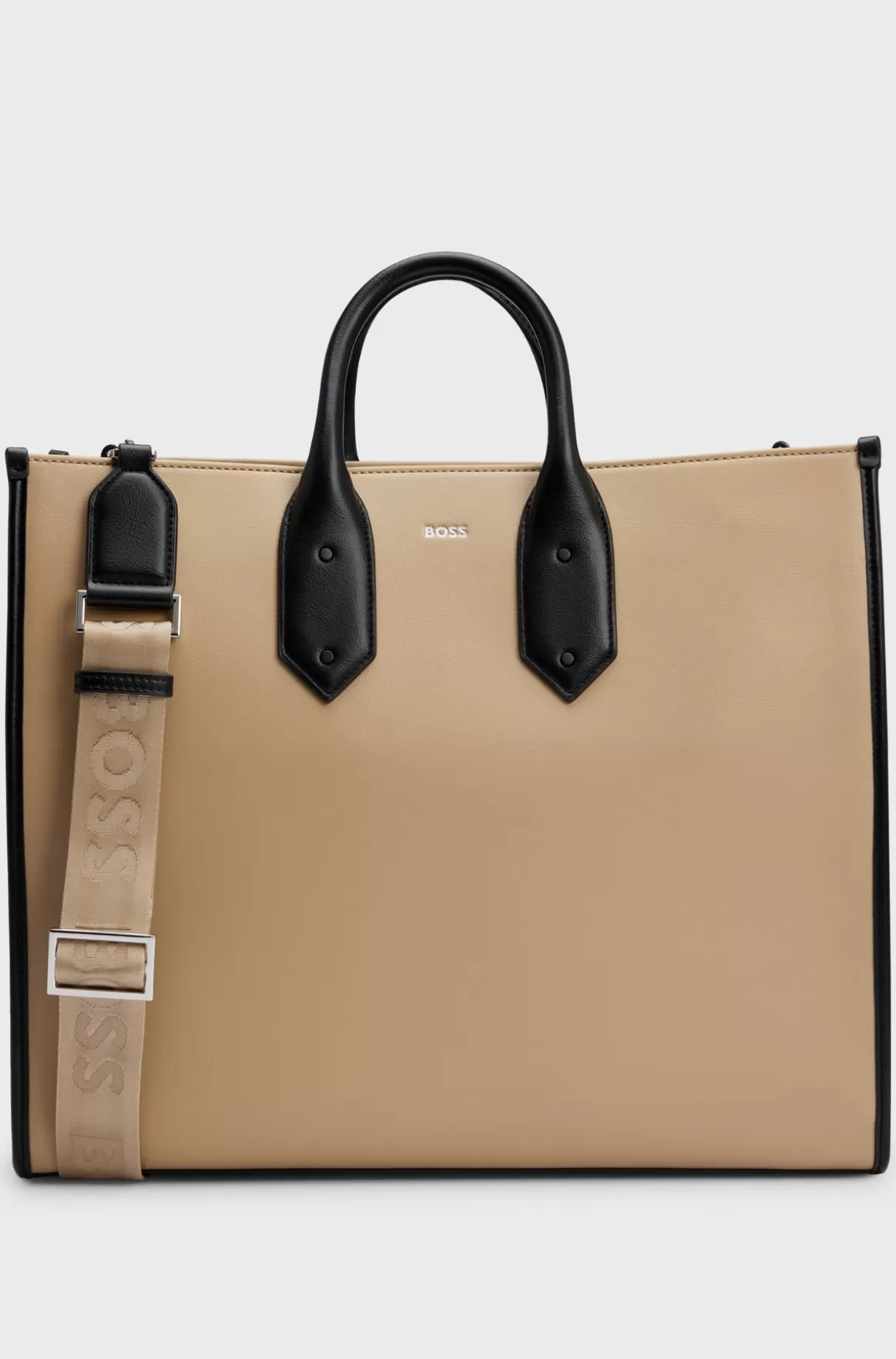 HUGO BOSS Tote Bag I Imiteret Læder Med Signaturdetaljer