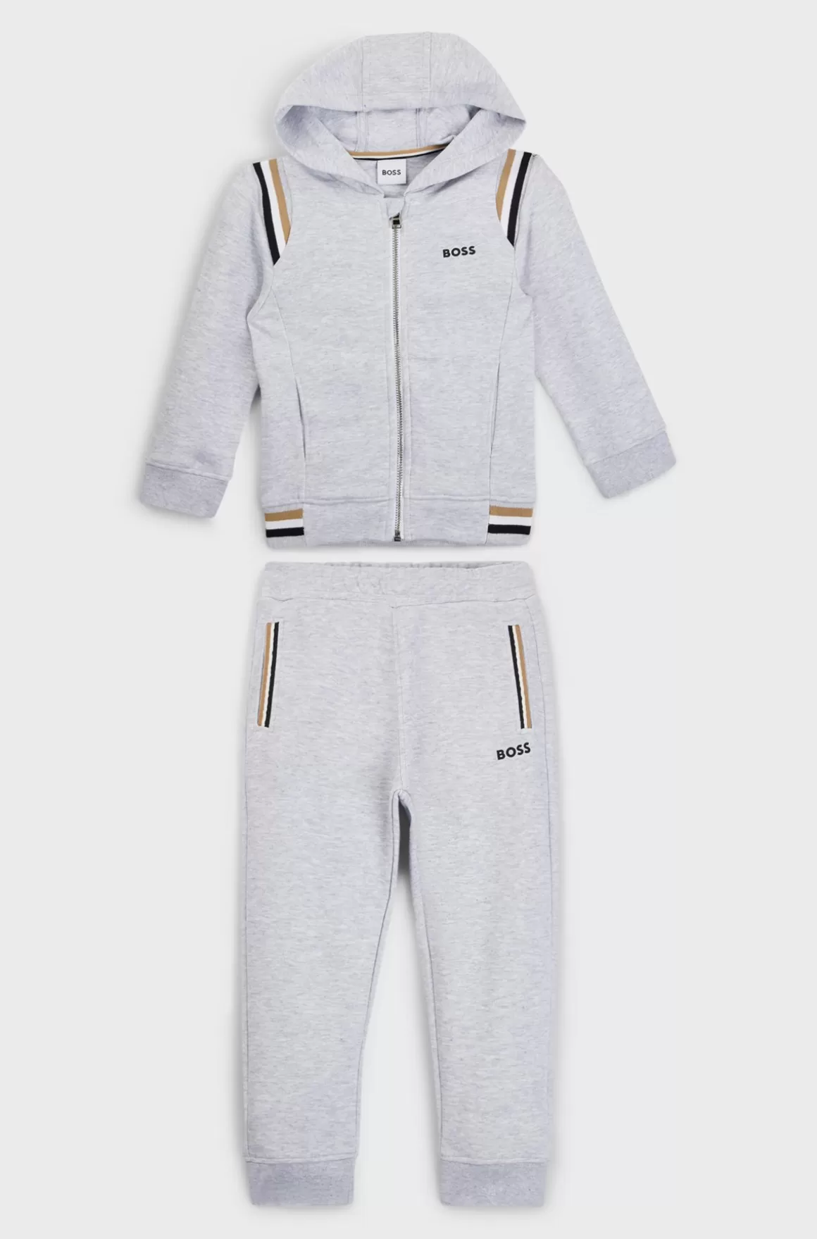 Børn HUGO BOSS Tracksuit Til Børn I Bomuldsblanding Med Signaturstriber Og Logoer