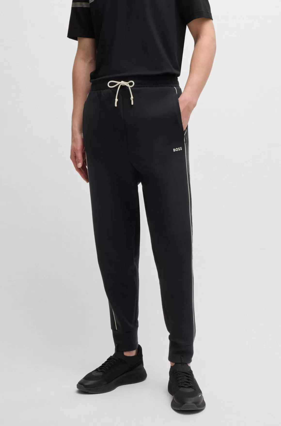 HUGO BOSS Tracksuit-bukser I Bomuld Med Stræk Med Logoprægning