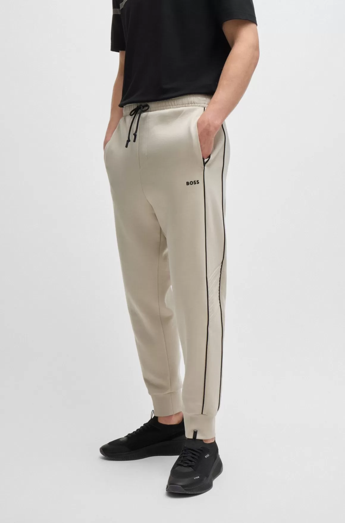 HUGO BOSS Tracksuit-bukser I Bomuld Med Stræk Med Logoprægning