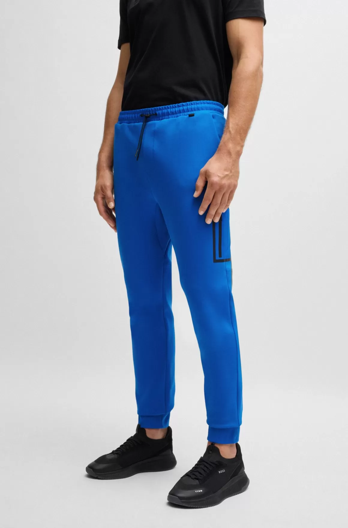 HUGO BOSS Tracksuit-bukser I Bomuldsblanding Med Dekorativt Reflekterende Logo