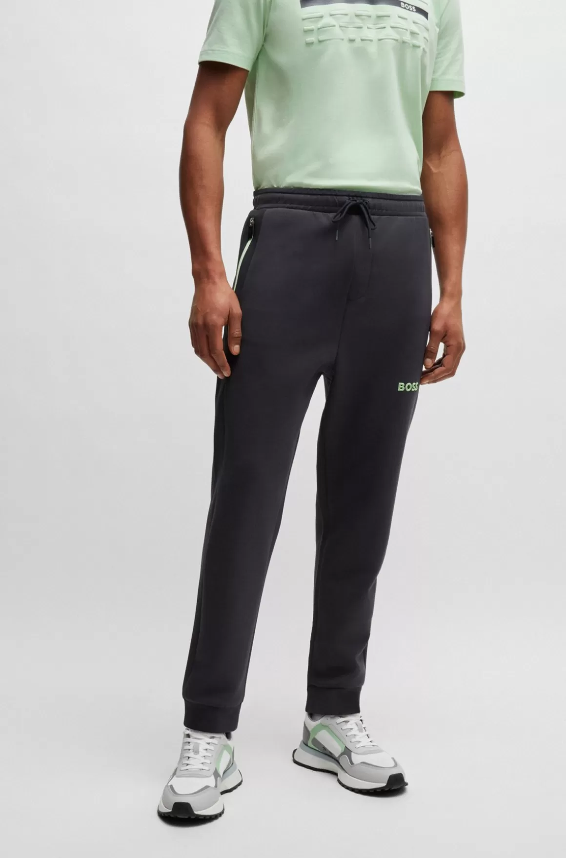 HUGO BOSS Tracksuit-bukser I Bomuldsblanding Med 3D-støbt Logo