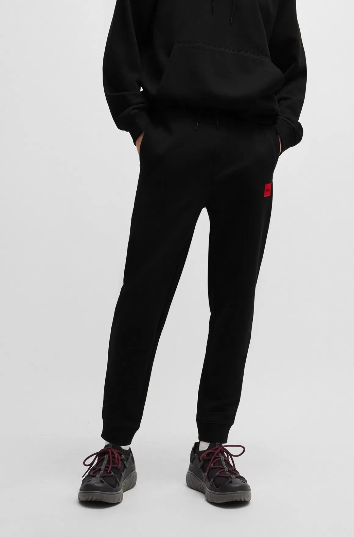 HUGO BOSS Tracksuit-bukser I Bomuldsfrotté Med Rødt Logomærkat