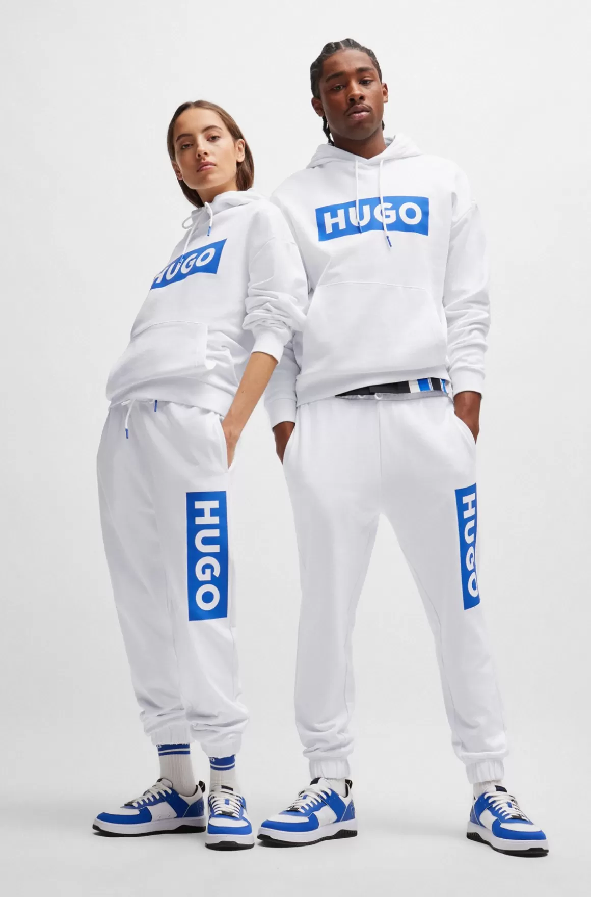 HUGO BOSS Tracksuit-bukser Med Logoprint I Bomuldsfrotté