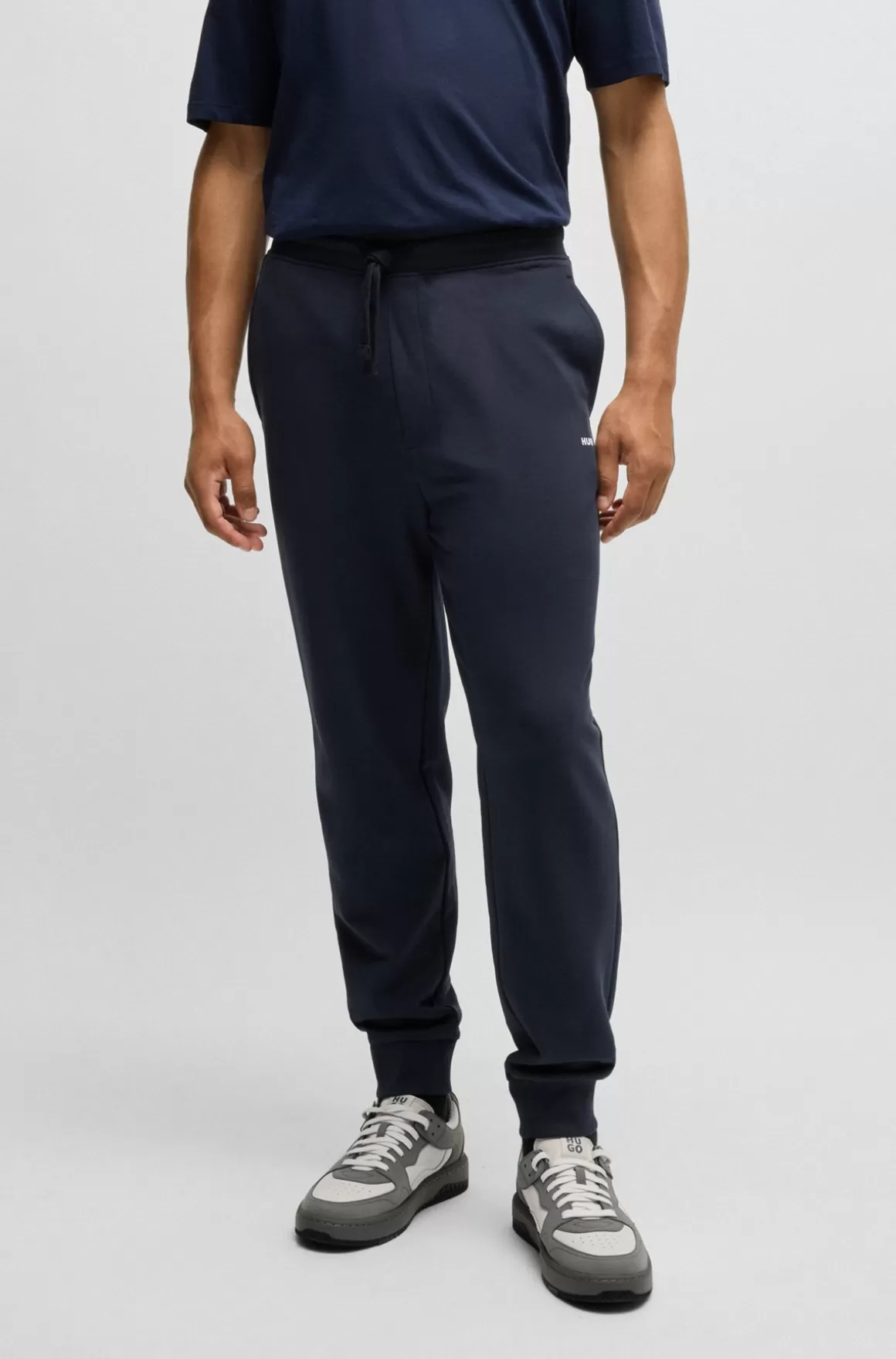 HUGO BOSS Tracksuit-bukser Med Logoprint I Bomuldsfrotté