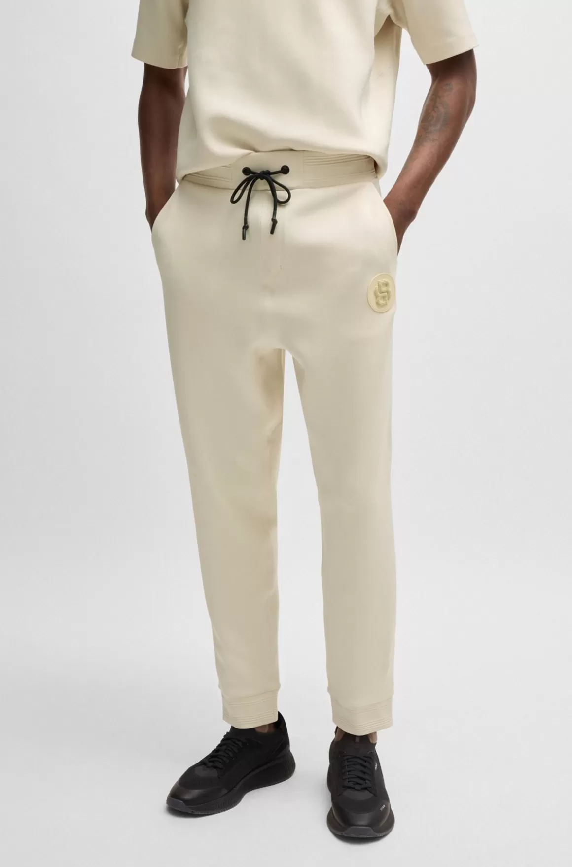 HUGO BOSS Tracksuit-bukser Med Regular Fit Og Badge Med Dobbeltmonogram