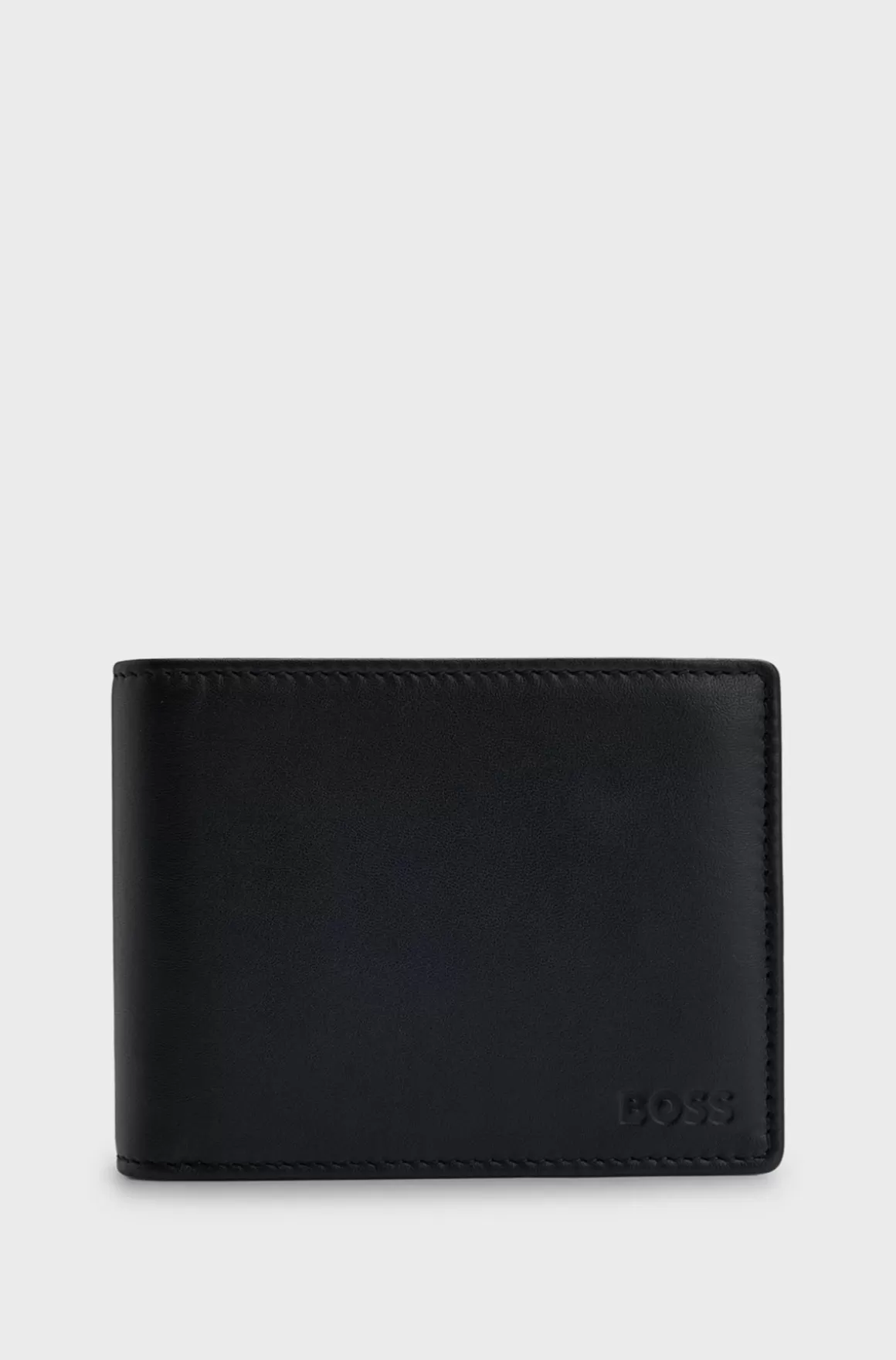 HUGO BOSS Trefoldet Læderpung Med Præget Logo Og Møntlomme