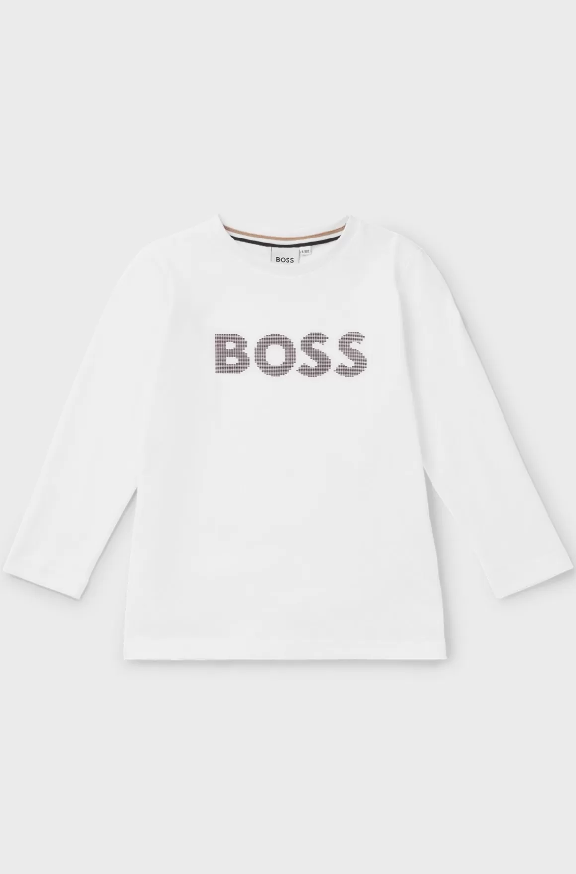 Børn HUGO BOSS T-shirt Af Bomuld Med Lange ærmer Og Prikket Silikonelogo