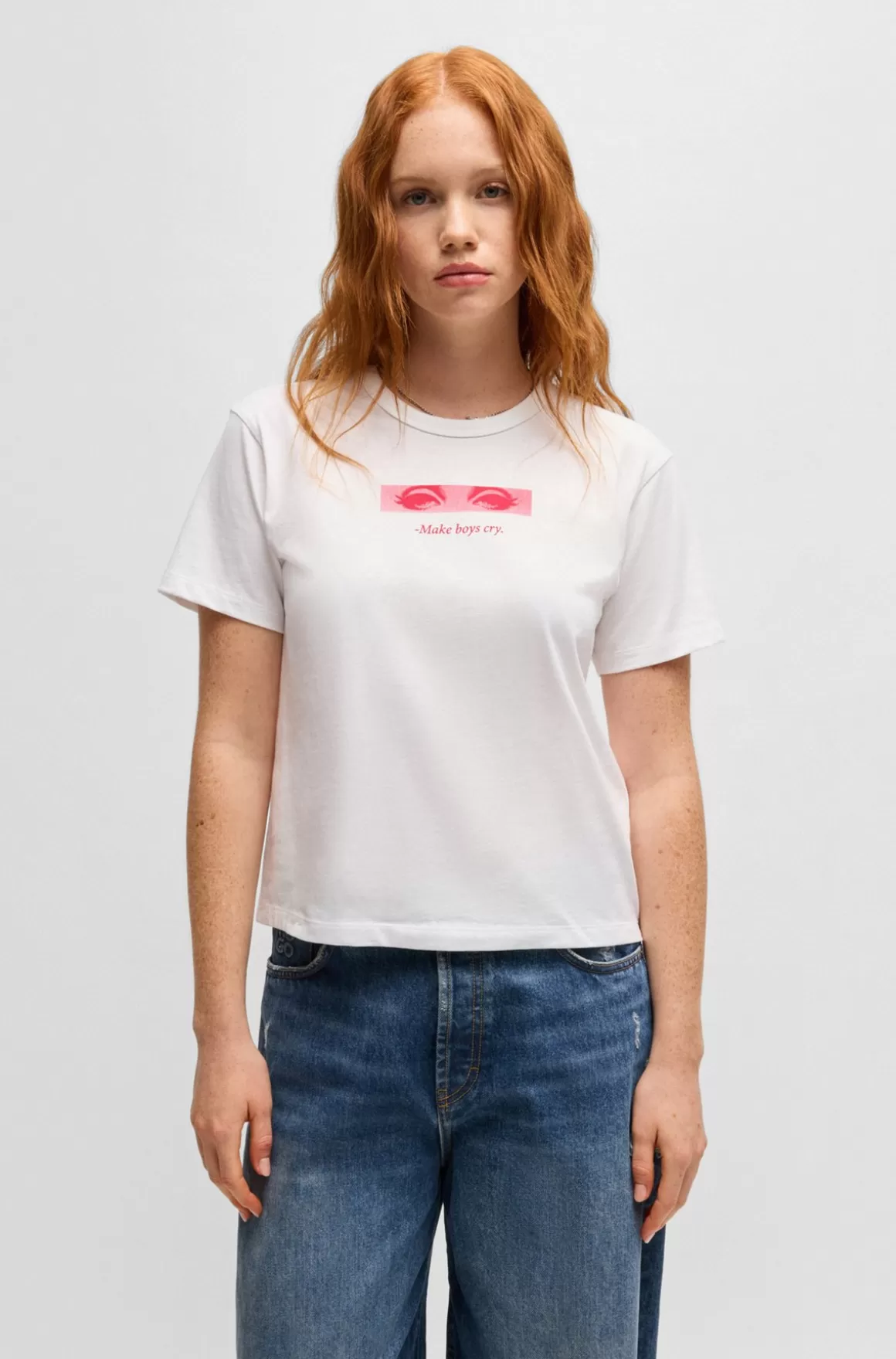 HUGO BOSS T-shirt I Bomuld Med Sæsonens Grafiske Print