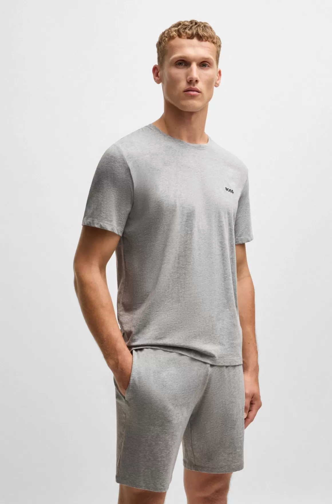 HUGO BOSS T-shirt I Bomuld Med Stræk Og Broderet Logo
