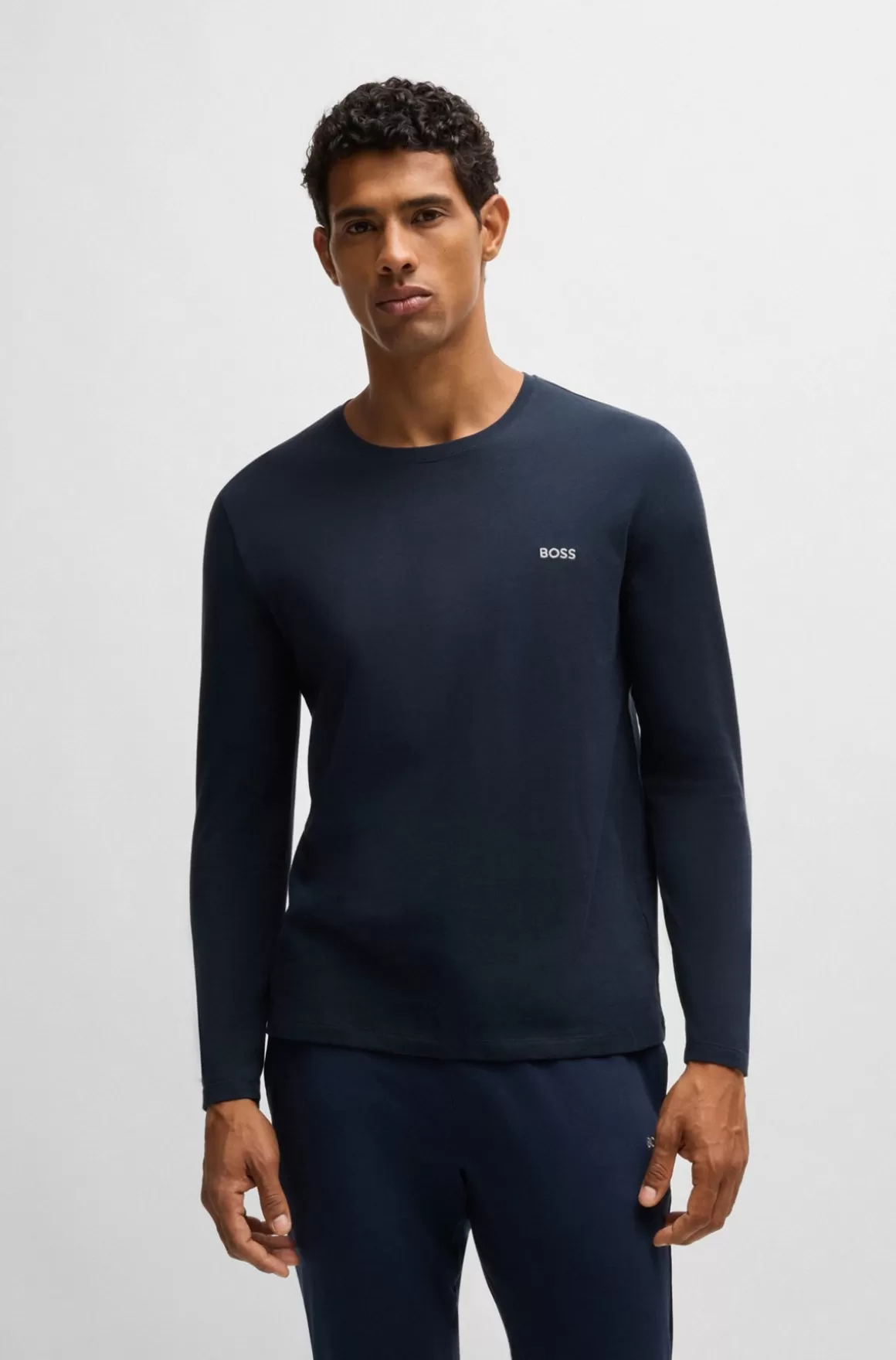 HUGO BOSS T-shirt I Bomuld Med Stræk Og Broderet Logo
