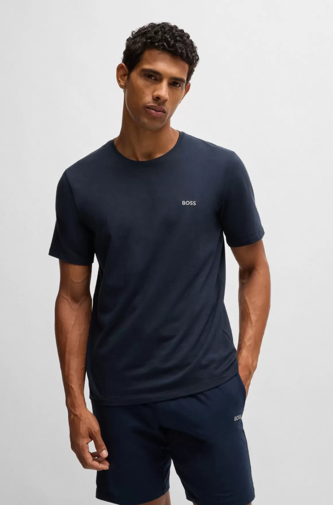 HUGO BOSS T-shirt I Bomuld Med Stræk Og Broderet Logo
