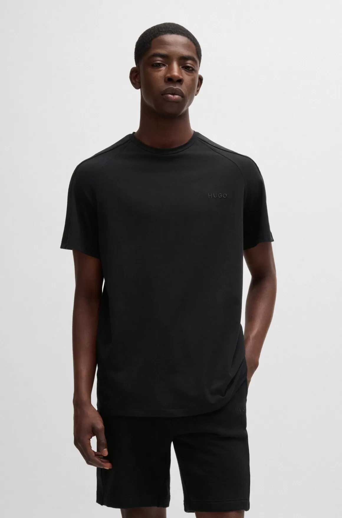 HUGO BOSS T-shirt I Bomuld Med Stræk Og ærmer Med Logobånd