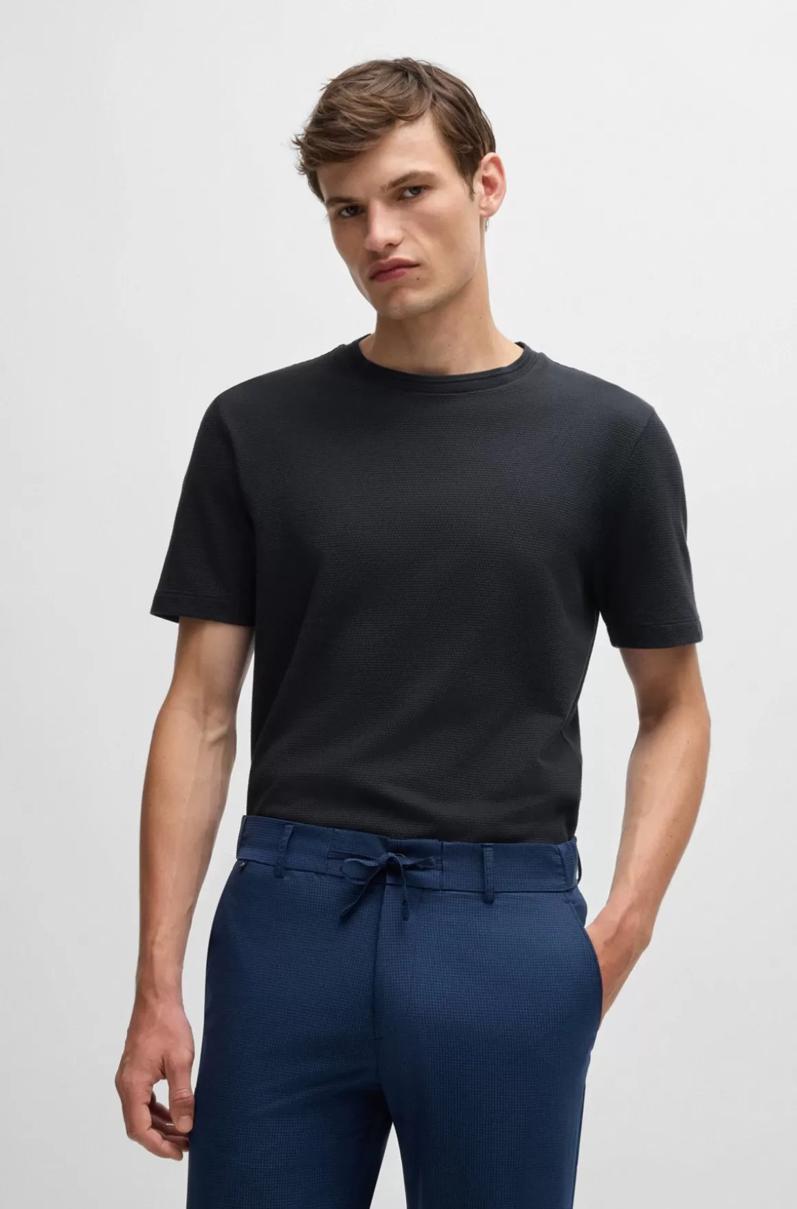 HUGO BOSS T-shirt I Bomuldsblanding Med Jacquardboblestruktur