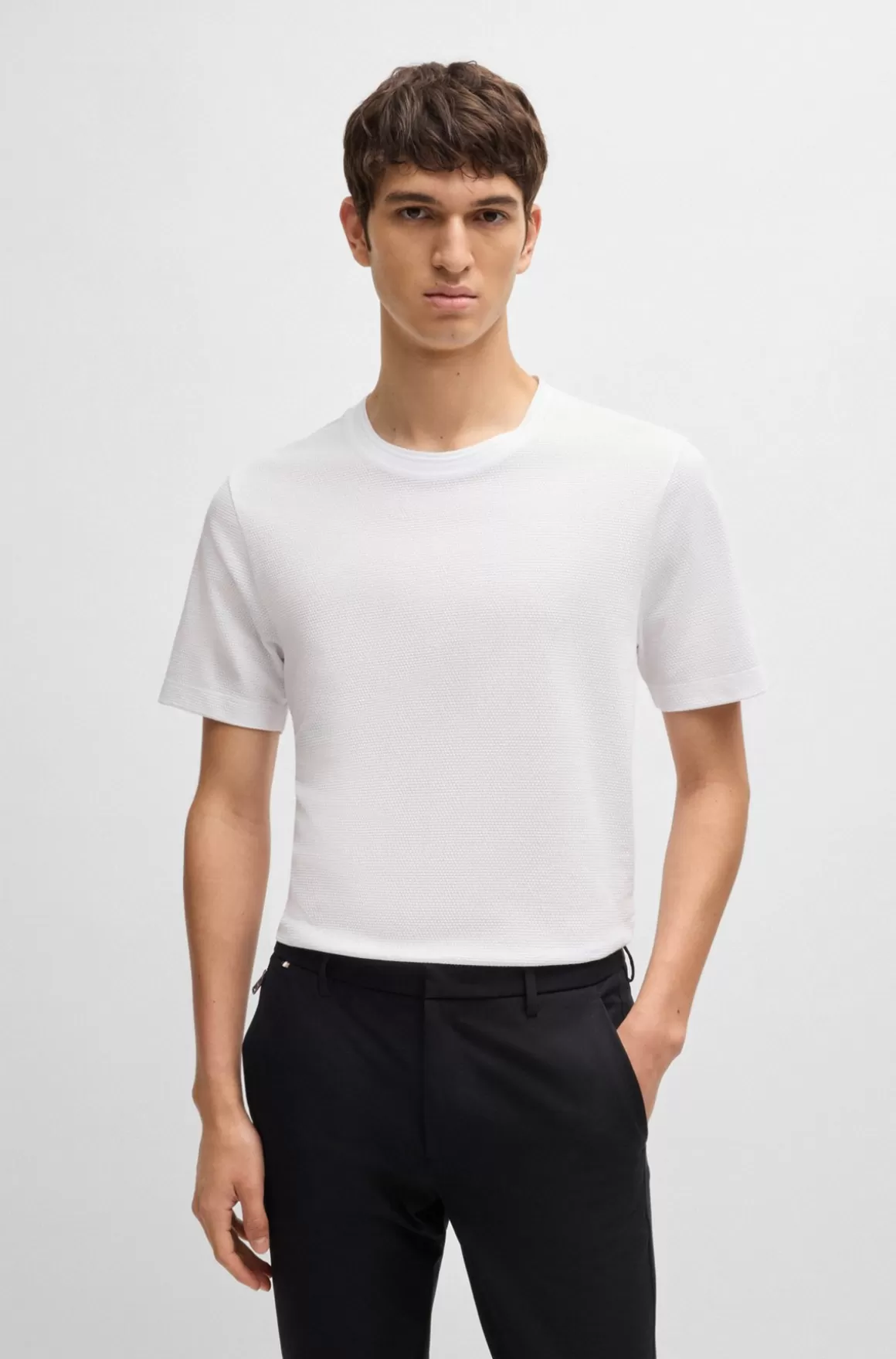 HUGO BOSS T-shirt I Bomuldsblanding Med Jacquardboblestruktur