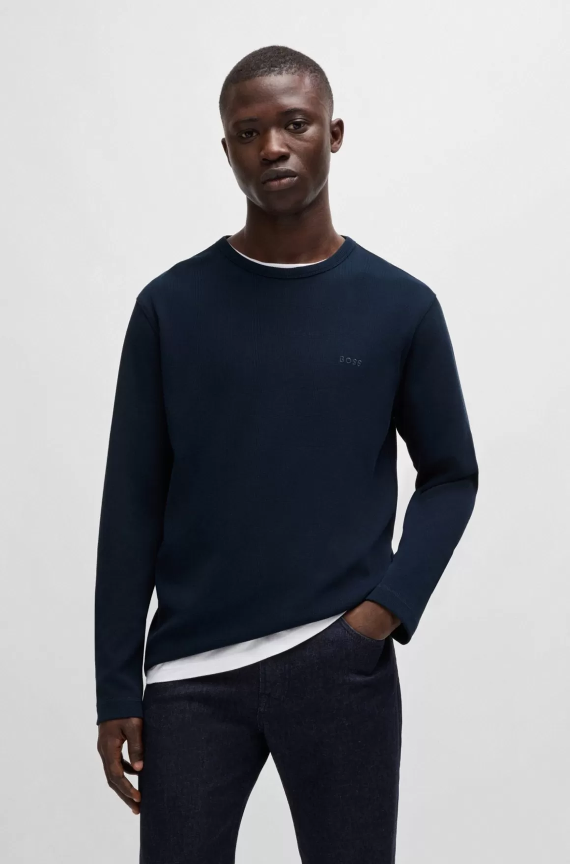 HUGO BOSS T-shirt I Bomuldsblanding Med Regular Fit Og Broderet Logo