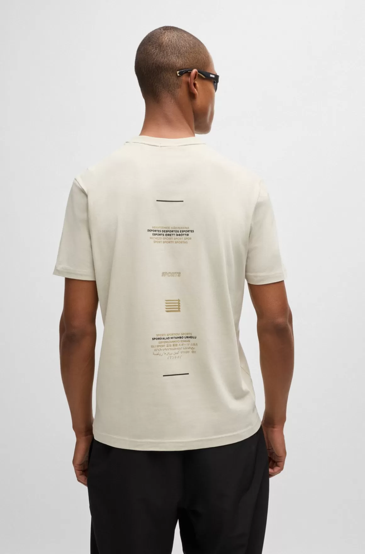 HUGO BOSS T-shirt I Bomuldsblanding Med Relaxed Fit Og Printet Grafik