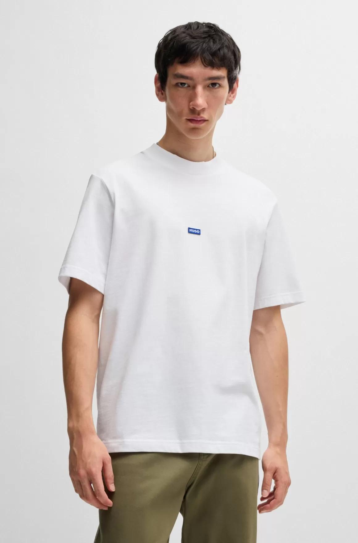HUGO BOSS T-shirt I Bomuldsjersey Med Blåt Logomærke