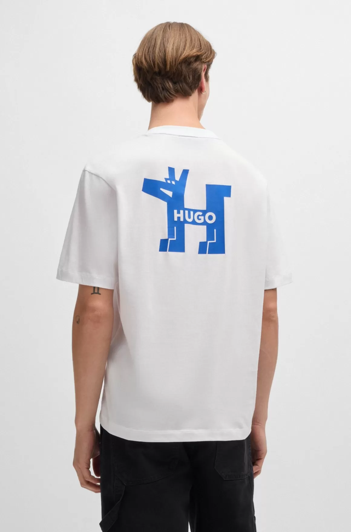 HUGO BOSS T-shirt I Bomuldsjersey Med Grafisk Logoprint