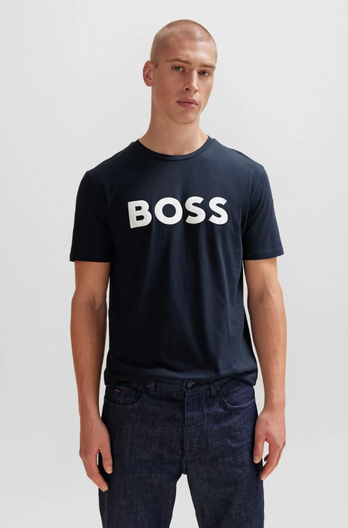 HUGO BOSS T-shirt I Bomuldsjersey Med Gummiprintet Logo