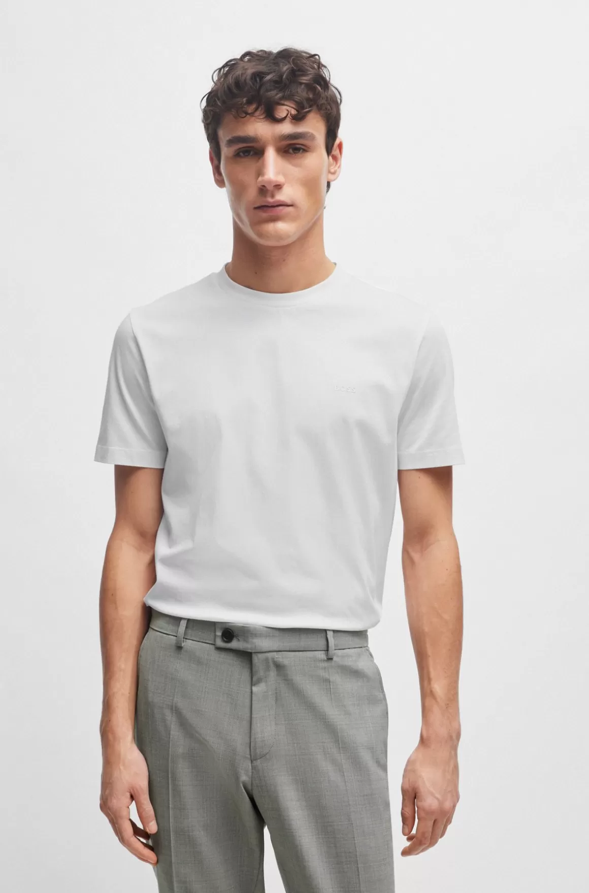 HUGO BOSS T-shirt I Bomuldsjersey Med Gummiprintet Logo