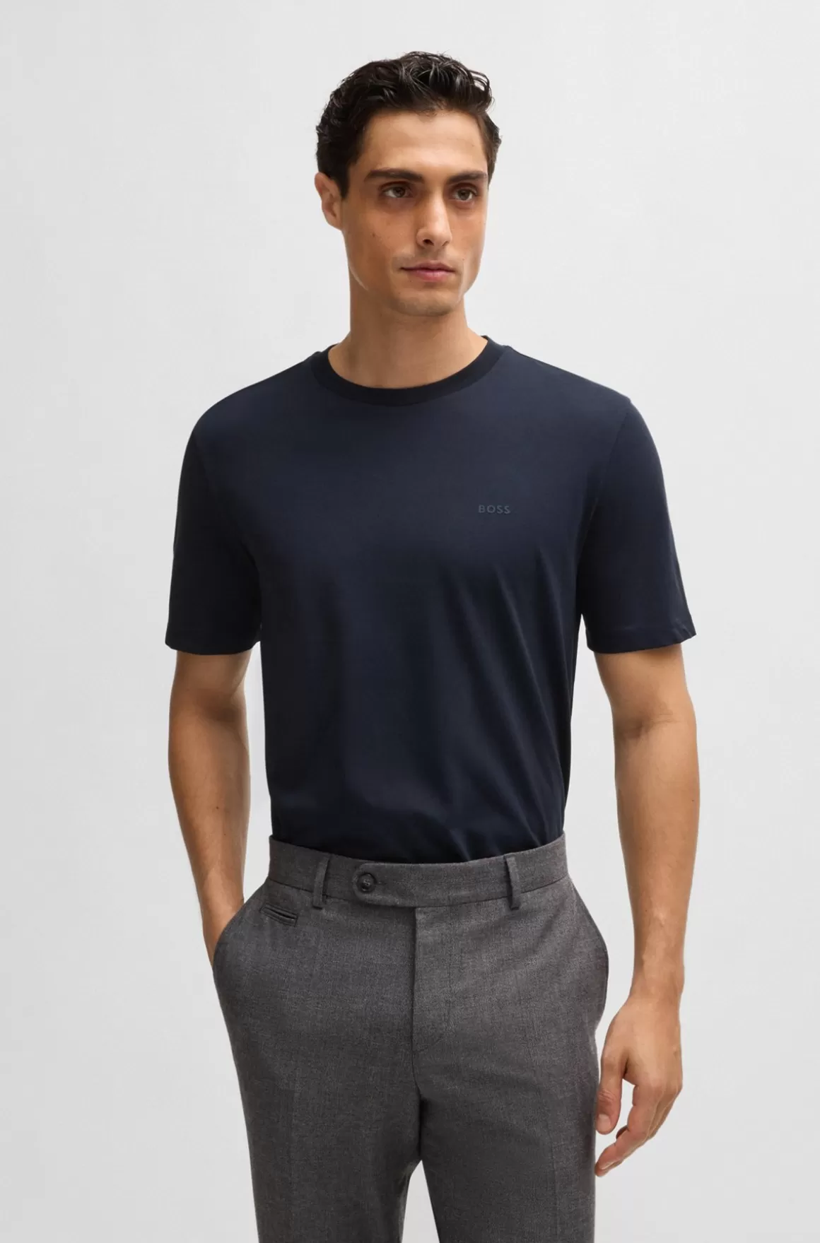 HUGO BOSS T-shirt I Bomuldsjersey Med Gummiprintet Logo