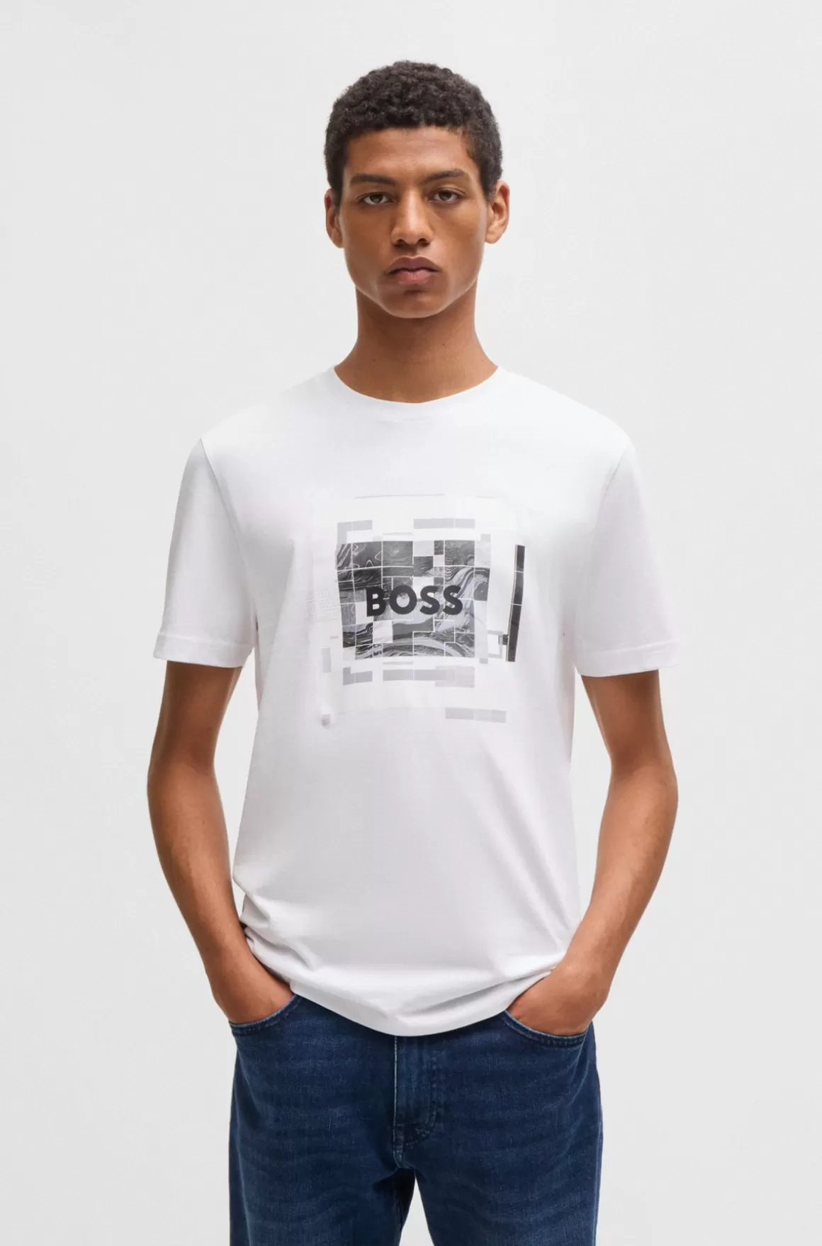 HUGO BOSS T-shirt I Bomuldsjersey Med Logografik