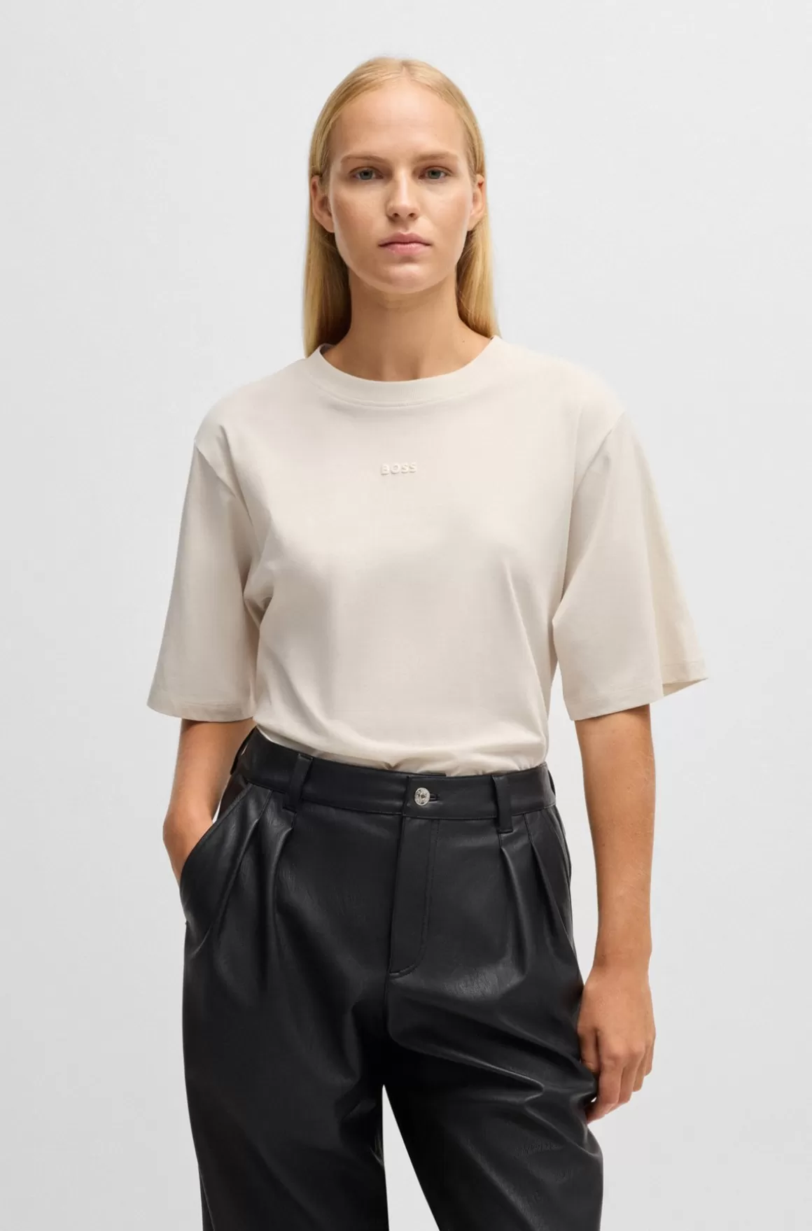 HUGO BOSS T-shirt I Bomuldsjersey Med Logoprint