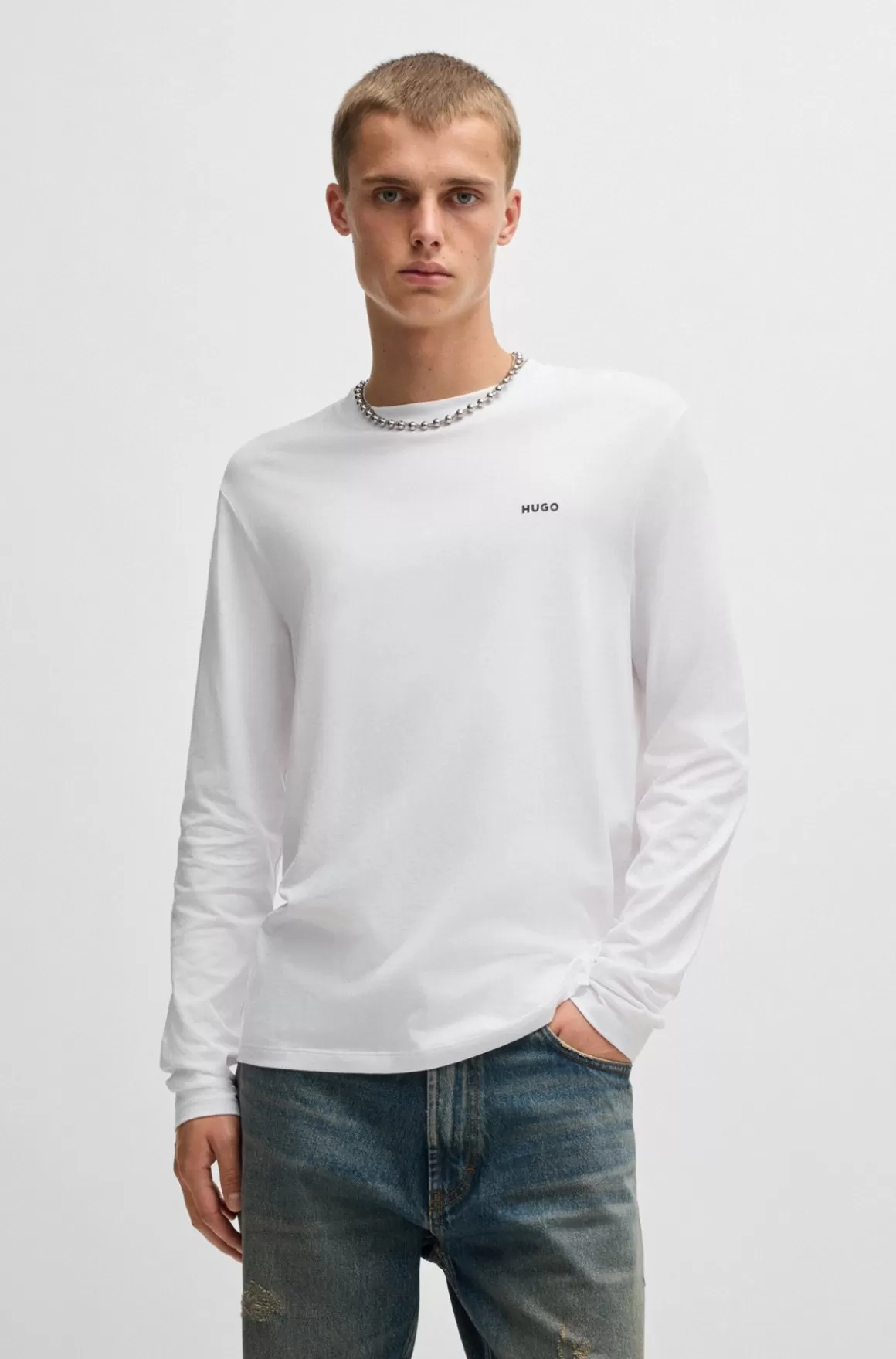 HUGO BOSS T-shirt I Bomuldsjersey Med Logoprint