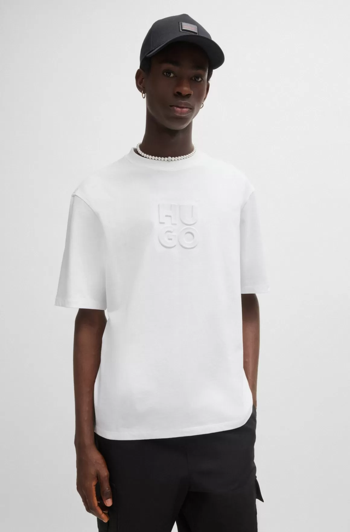 HUGO BOSS T-shirt I Bomuldsjersey Med Præget Logo