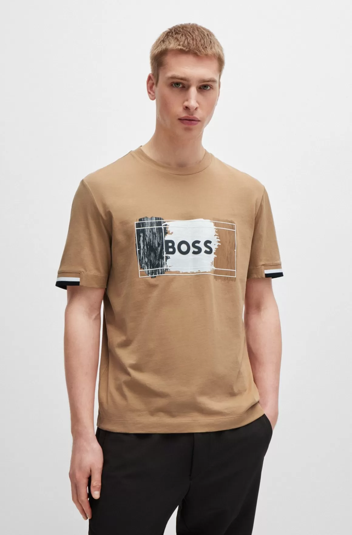 HUGO BOSS T-shirt I Bomuldsjersey Med Signaturgrafik