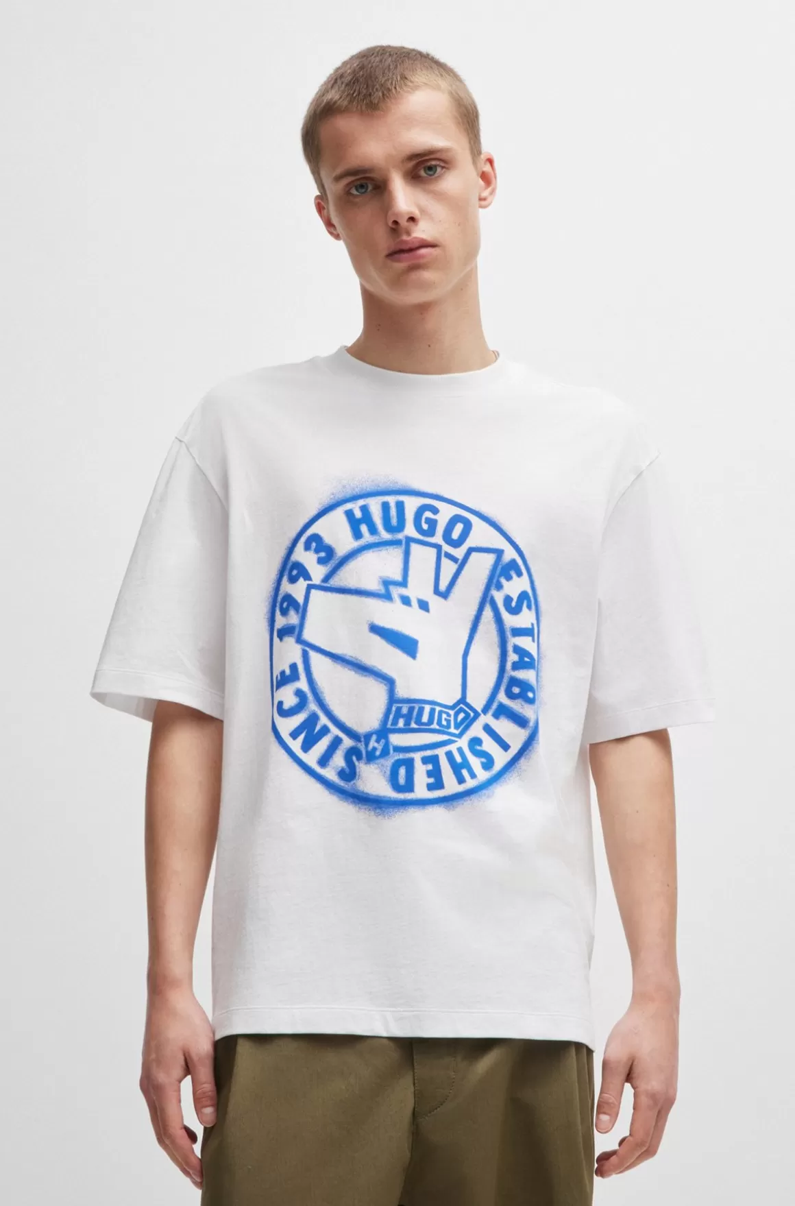 HUGO BOSS T-shirt I Bomuldsjersey Med Signaturgrafik Og Regular Fit