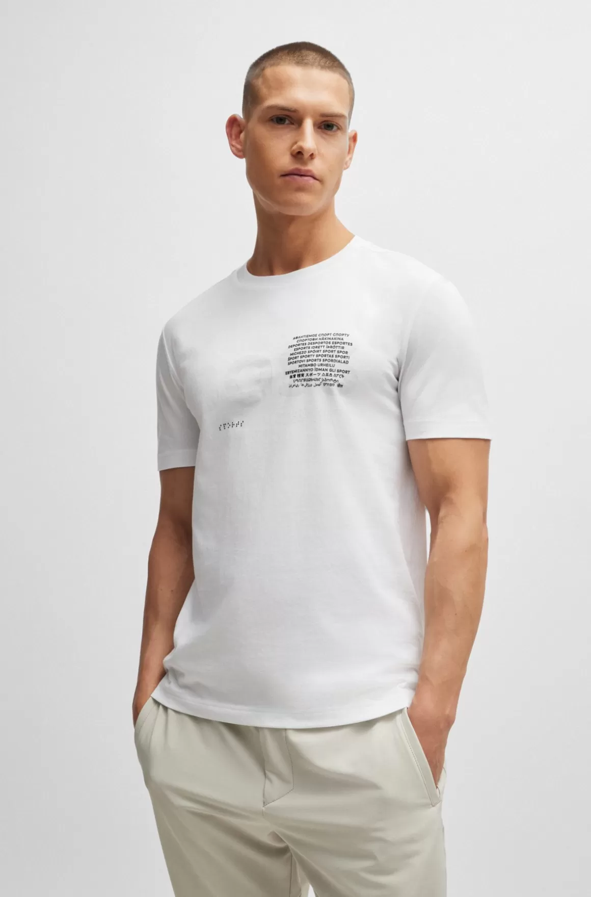 HUGO BOSS T-shirt I Bomuldsjersey Med Signaturgrafik Og Regular Fit
