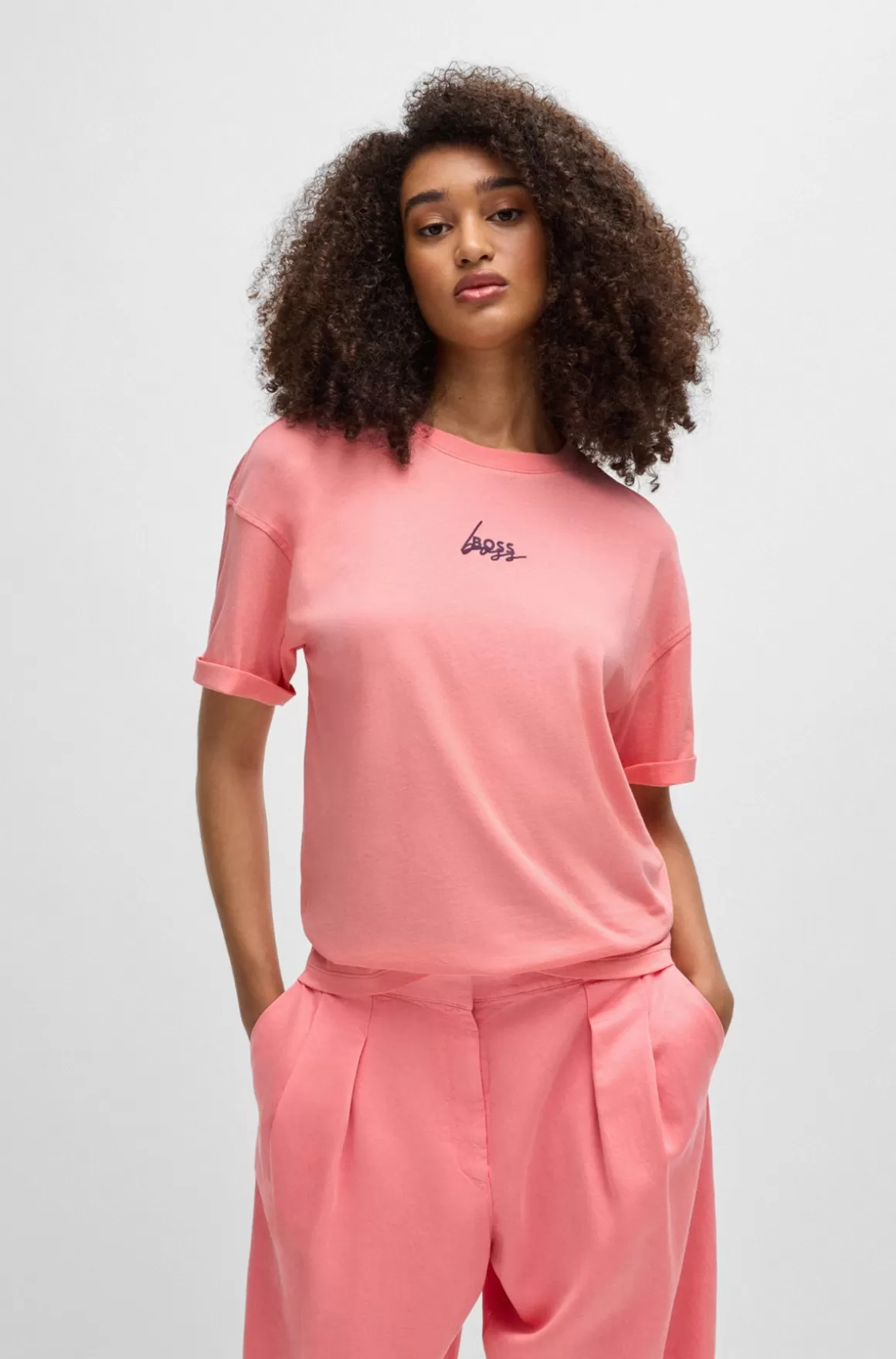 HUGO BOSS T-shirt I Bomuldsjersey Med Signaturprint