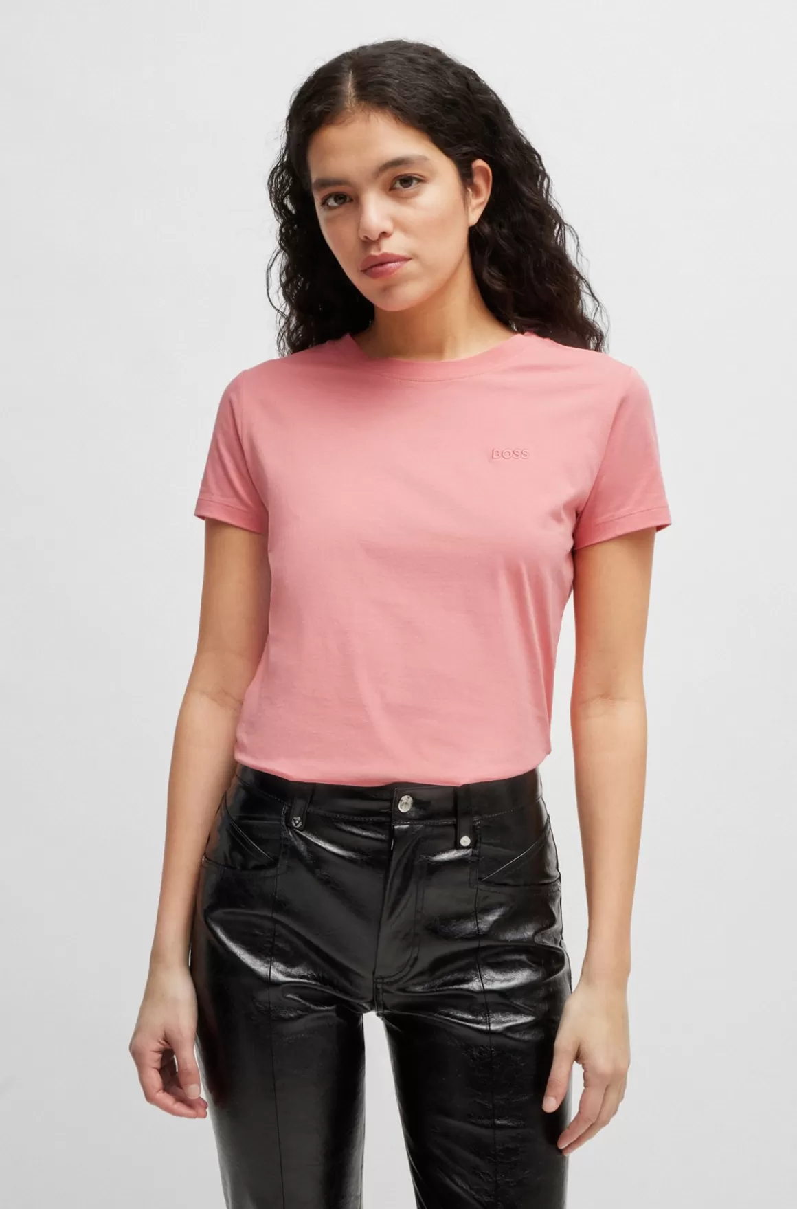 HUGO BOSS T-shirt I Bomuldsjersey Med Slim Fit Og Tone-i-tone-farvet Logo