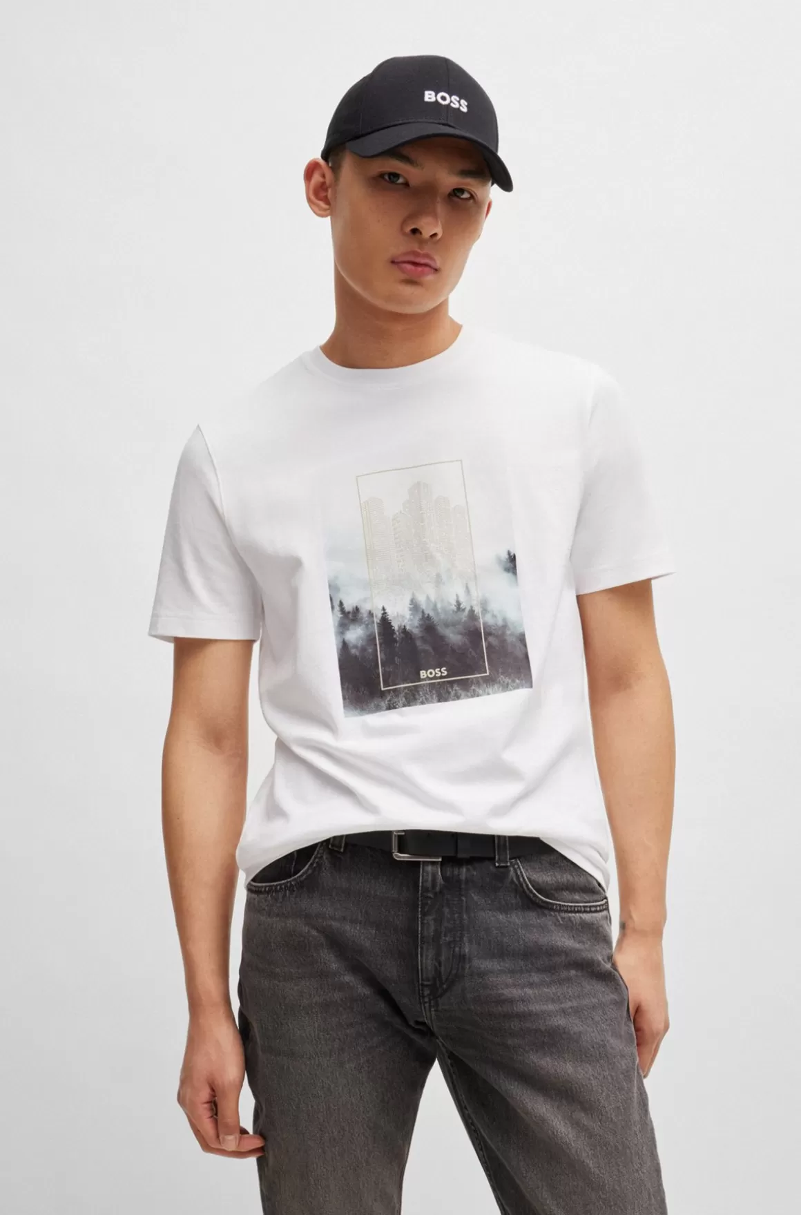 HUGO BOSS T-shirt I Bomuldsjersey Med Sæsonens Grafiske Print