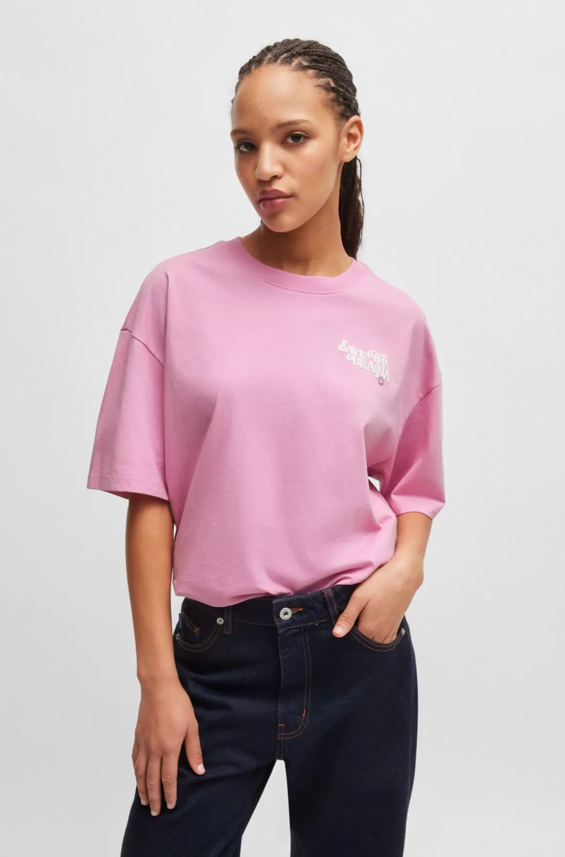 HUGO BOSS T-shirt I Bomuldsjersey Med Sæsoninspireret Grafisk Tryk