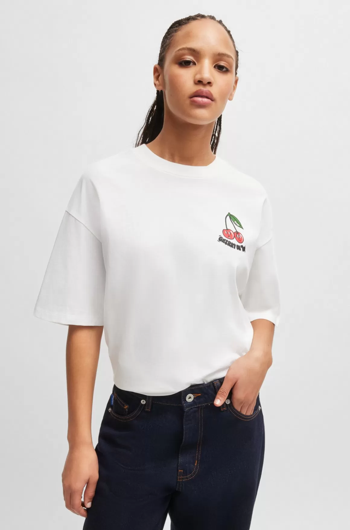 HUGO BOSS T-shirt I Bomuldsjersey Med Sæsoninspireret Grafisk Tryk