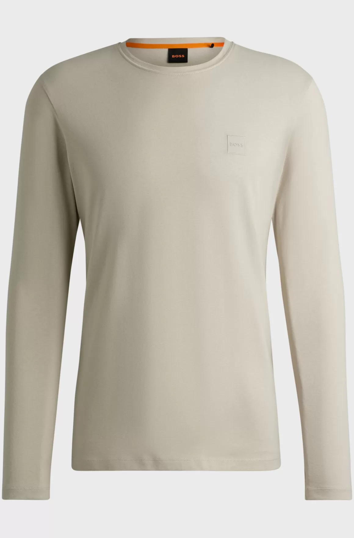 HUGO BOSS T-shirt Med Lange ærmer I Bomuld Med Vævet Logomærke