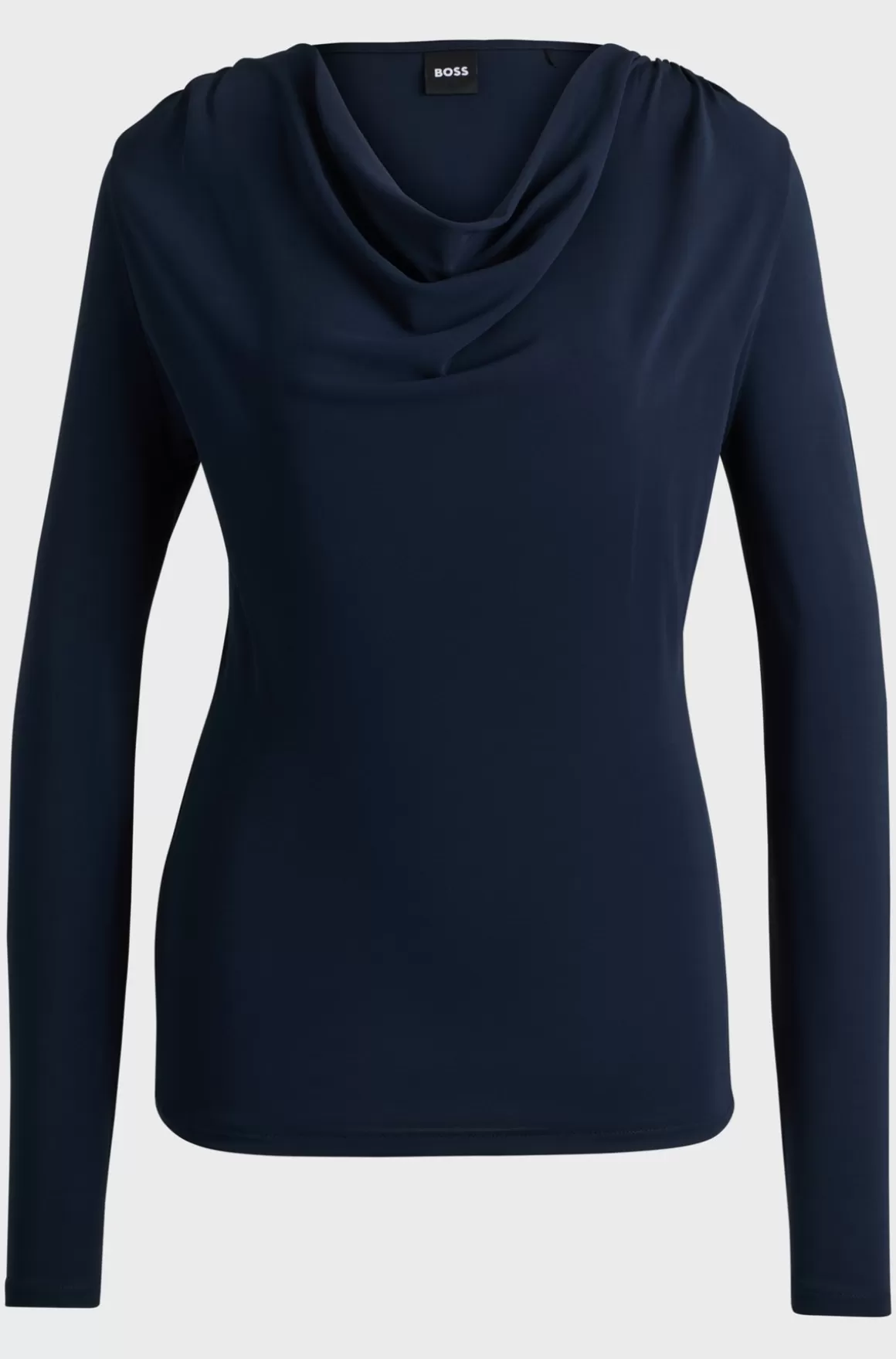 HUGO BOSS T-shirt Med Lange ærmer I Crepe Med Stræk Med Draperet Hals